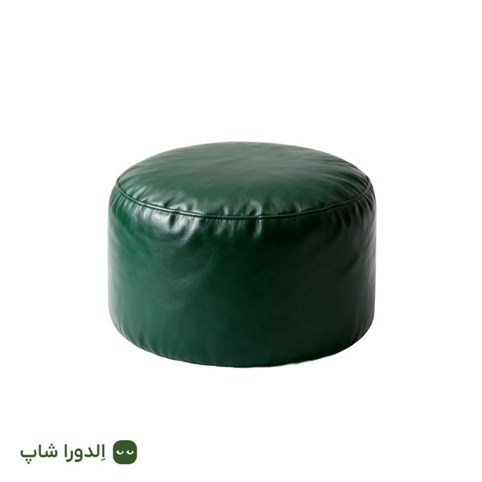 زیرپایی دایره‌ای با رویه چرم مصنوعی